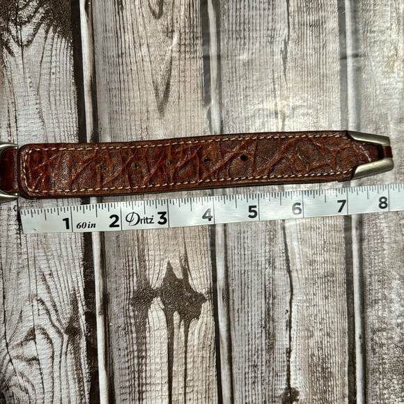Vintage Genuine Leather Brown Unique Silvertone Embellished Woven Heavy Belt - Picture 13 of 17